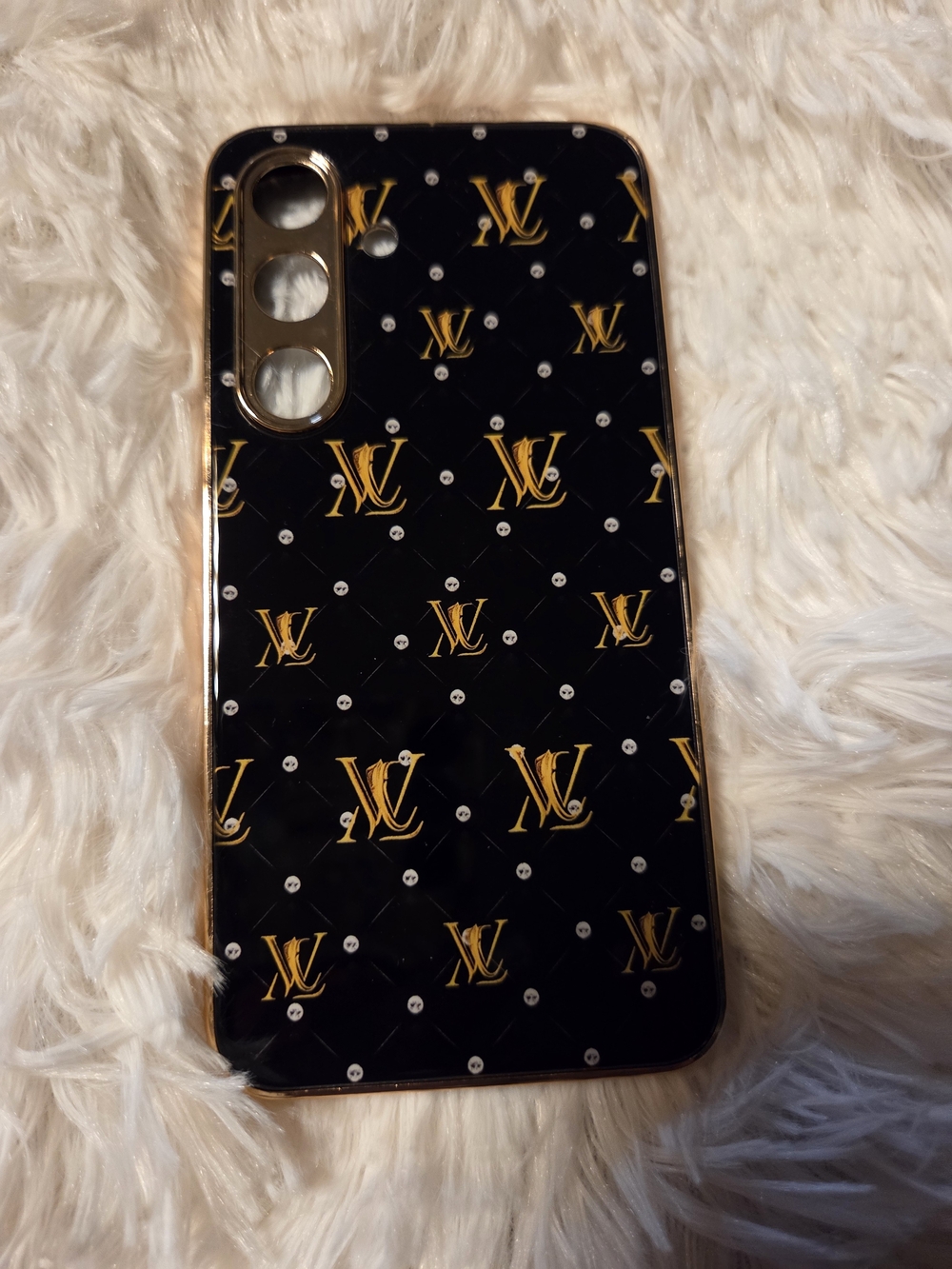 Luxury Black & Gold Patterned Phone Case 2 On Hand